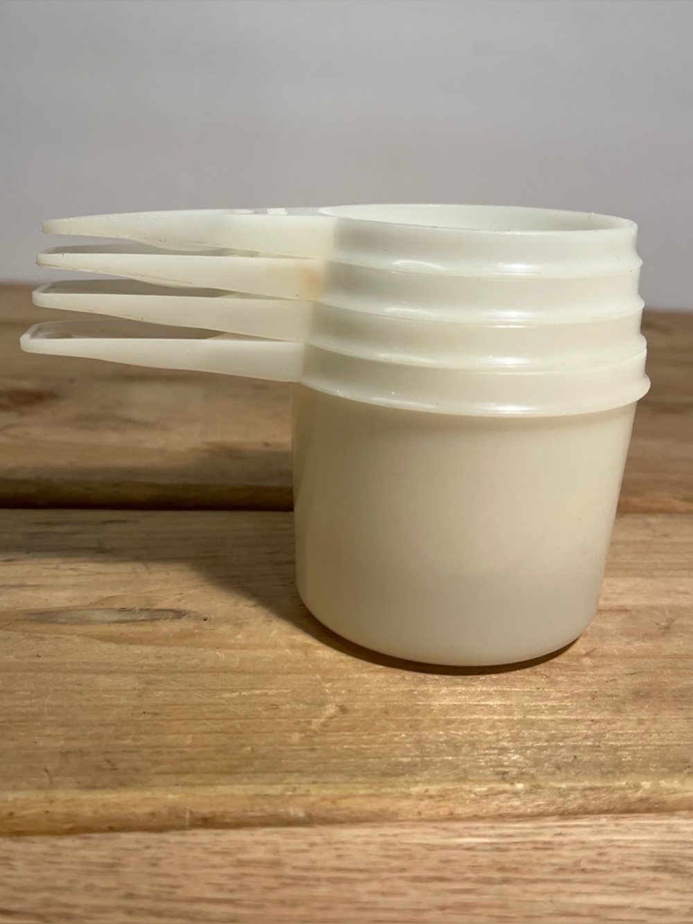Vintage Tupperware Measuring Cups Sheer White Stacking Nesting - Set of 4